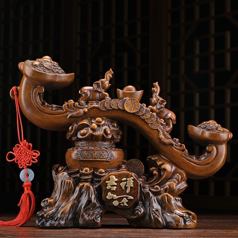 如意聚宝盆摆件客厅招财中式工艺品家居摆设电视柜酒柜创意装饰品