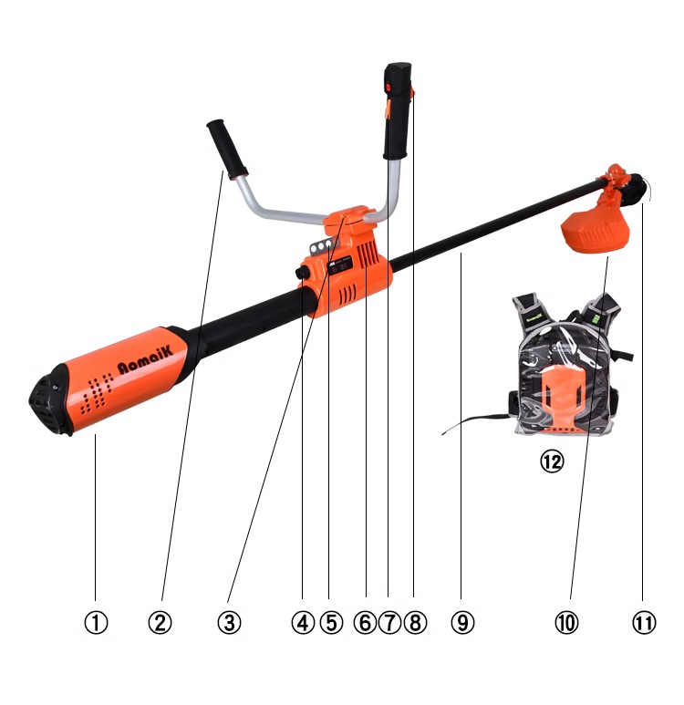 奥玛克200E锂电割灌机侧挂式电动割草机充电式锂电池打草除草机