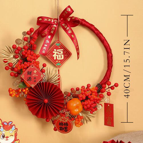 新年装饰挂件石榴红果花环春节家居布置门挂新家乔迁之喜橱窗挂饰