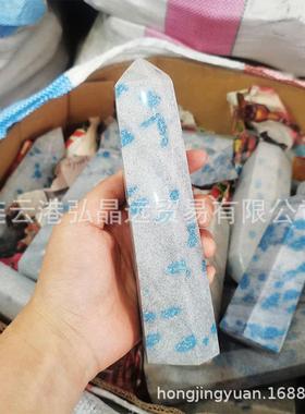 天然水晶柱子K2六棱柱K Two单尖柱蓝色石英石柱源头厂家