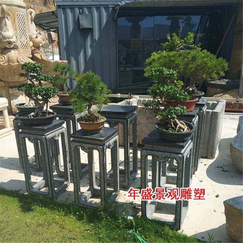 石雕盆景底座石雕刻中材式古典落地四角花盆架子户外庭装MRT院饰