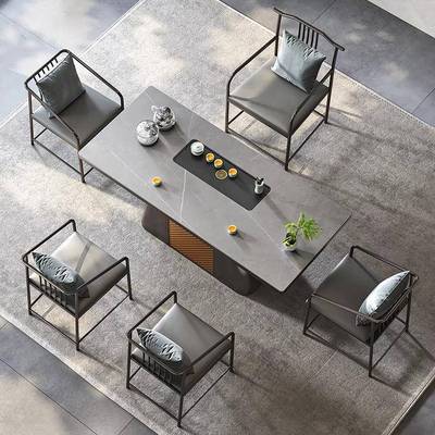 新款茶RFK轻奢板桌岩椅子组合办公室高端茶台现代简约全泡自动茶