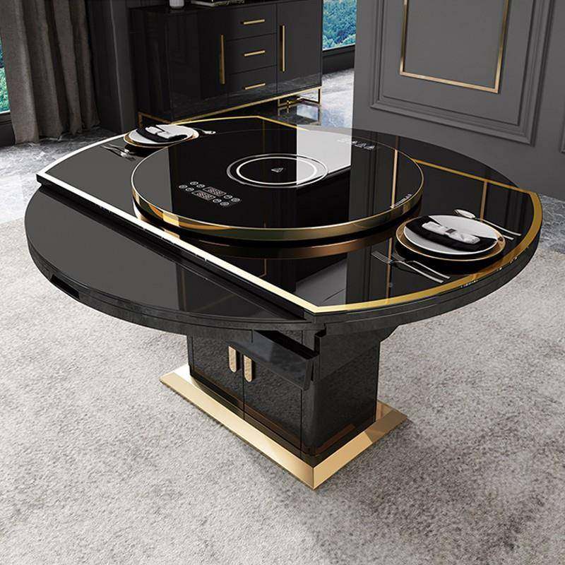 2I轻YTK多功奢能桌带暖菜盘餐电磁炉一体现代简约家用大小变户型