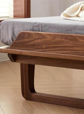 北美黑床胡桃木全实木榻榻米无床头现代简约PIB床式矮床悬浮日床