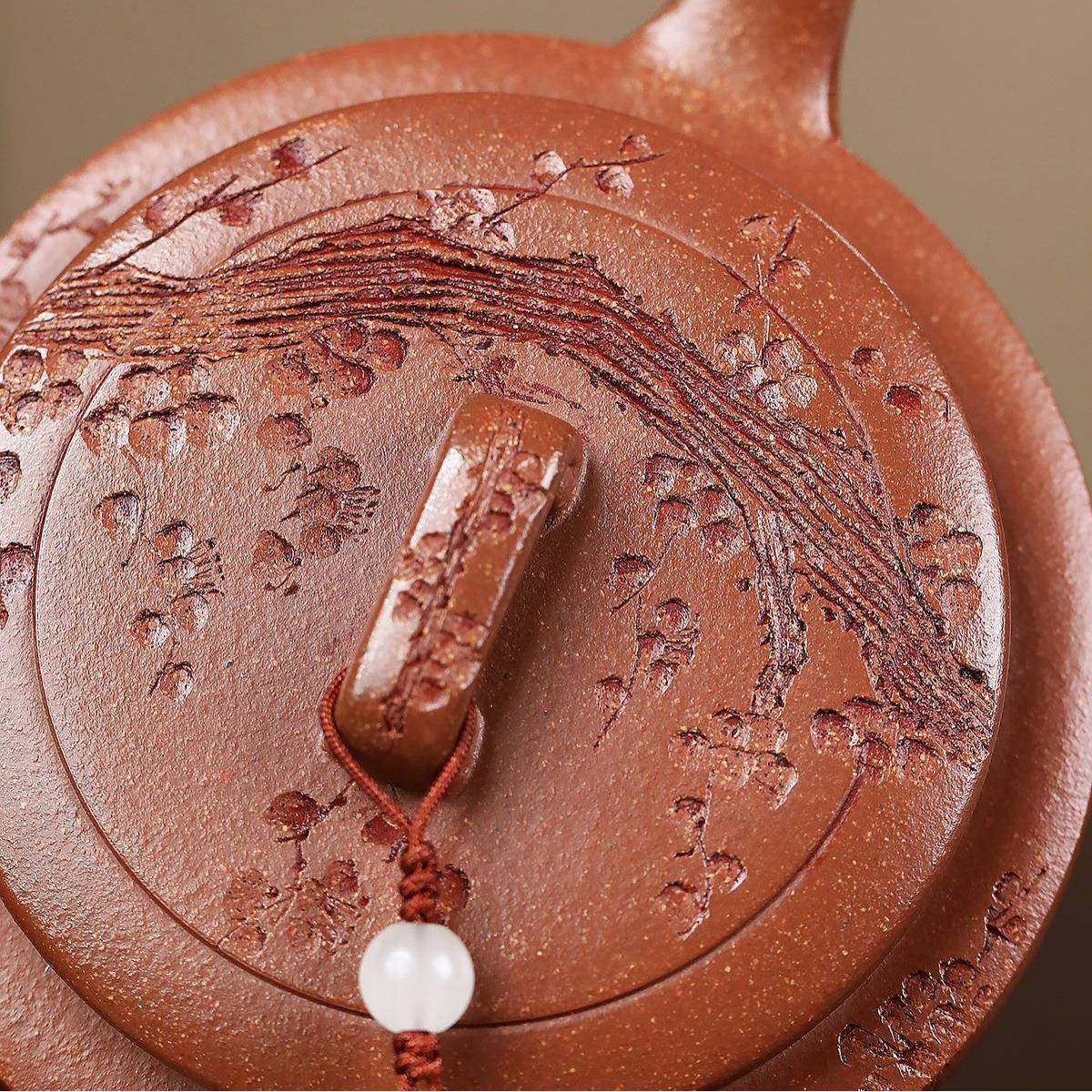 婉玉手工壶刻砂画宝山降坡宜兴紫IVM茶160cc泥宽口茶壶