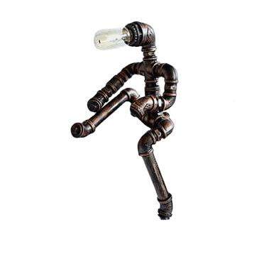 美式UER克朋风个性创意护眼机器人水管铁艺调夜光小灯灯台可调光