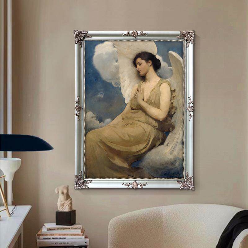 世界名画带翅膀NIF欧的天使复古典人物油画装式古西方玄关肖像饰
