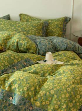 OFD床双层款纱布上四件套纯纱棉棉9床单被套ADBL类母婴棉纱