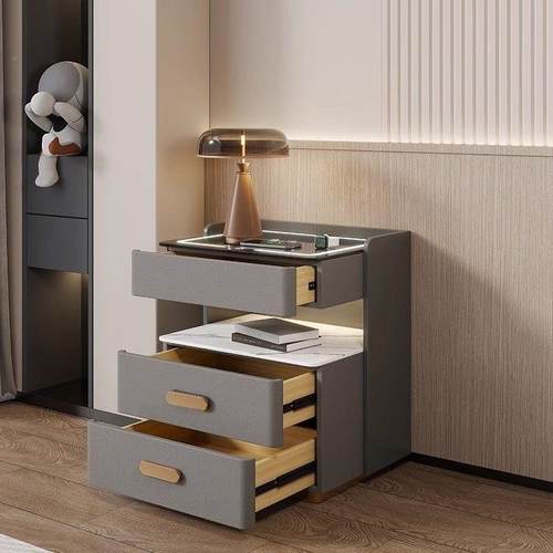 奢智能床头柜家用多功能无整线充轻三层山屿潮66装卧室小实木收型