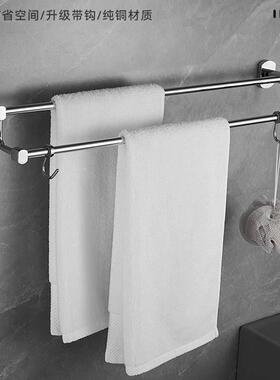 卫生间毛巾室架全铜毛ZXH巾挂杆浴巾双架浴毛杆双杆壁挂式淋巾雨