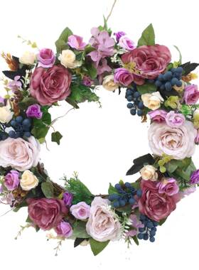 0玫瑰楣YIC浆果仿门真花环假花挂饰门饰5cm装饰婚庆婚房家居装饰