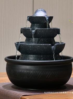 八方财循来环件水生财风水轮倒流水水摆时来MLR运转动圆晶球招财