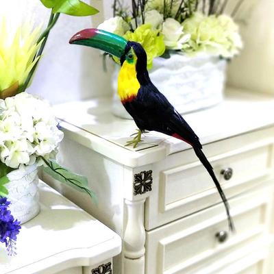 直销真鸟大嘴鸟巨嘴厂LVI鸟装饰摆件真羽毛仿手工制家作假鸟布景