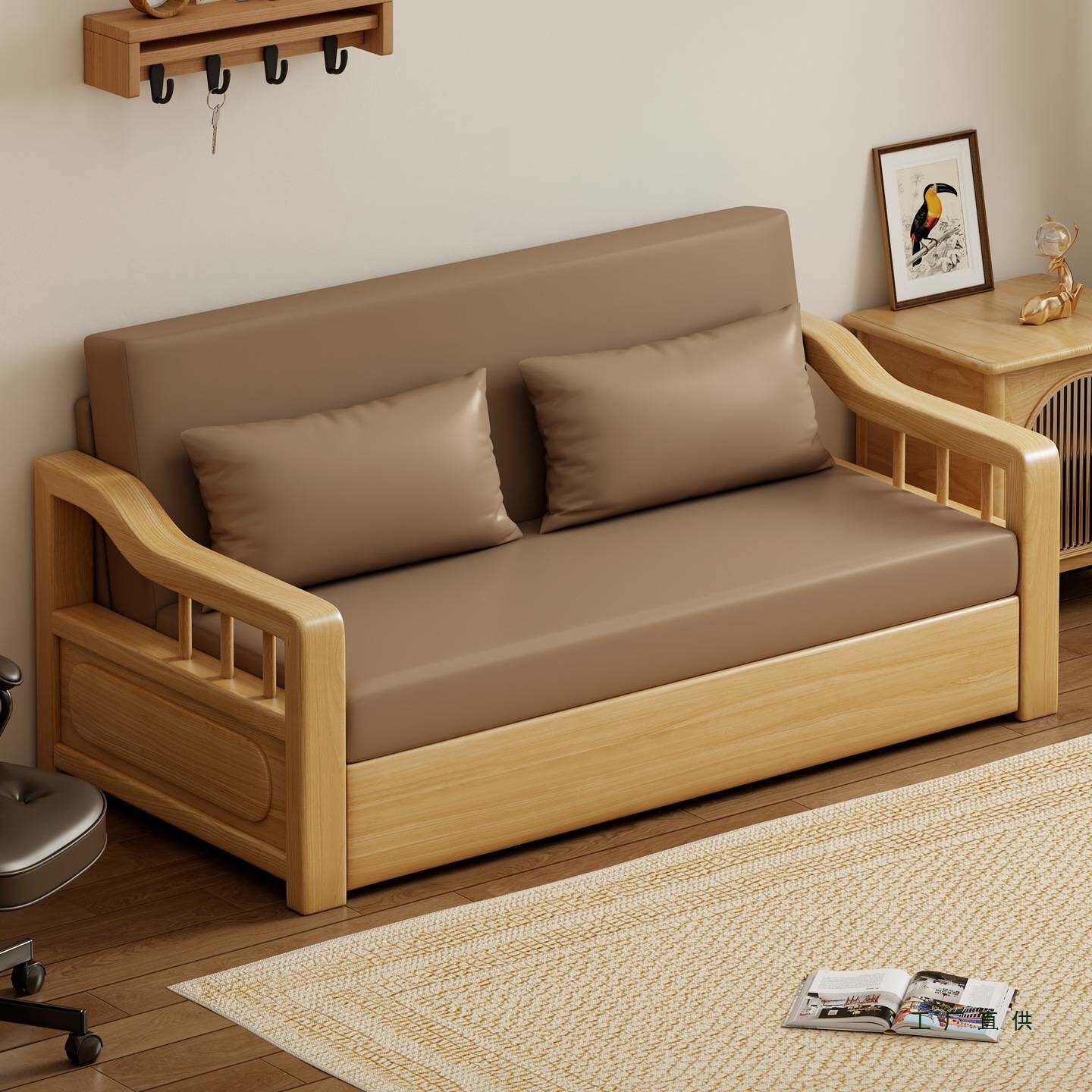 折叠单人沙发床小户型客厅多功能 2025年新款实木沙发床一体两用