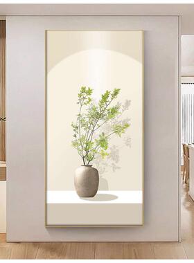 新中式版现入户玄代关装饰画客厅走廊过道壁画植XUZ绿小清新竖挂