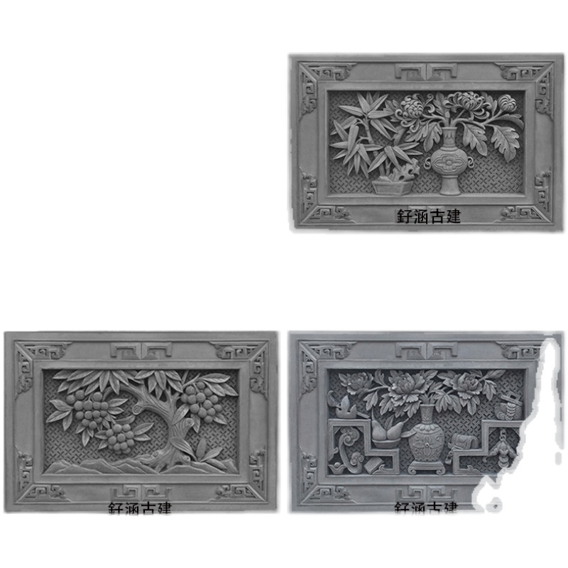 砖雕 青砖雕刻 仿古浮雕 关中八景 博古 中式庭院墙壁装饰雕刻