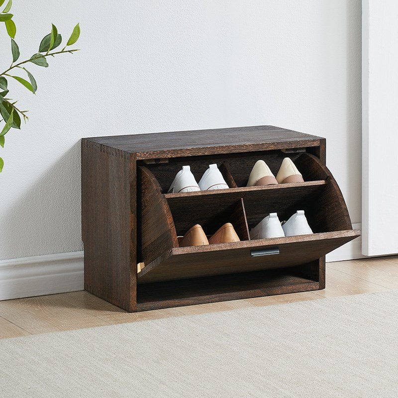 换鞋凳实木翻斗穿鞋凳翻门简约门口玄关可坐鞋柜家用原木入户一体