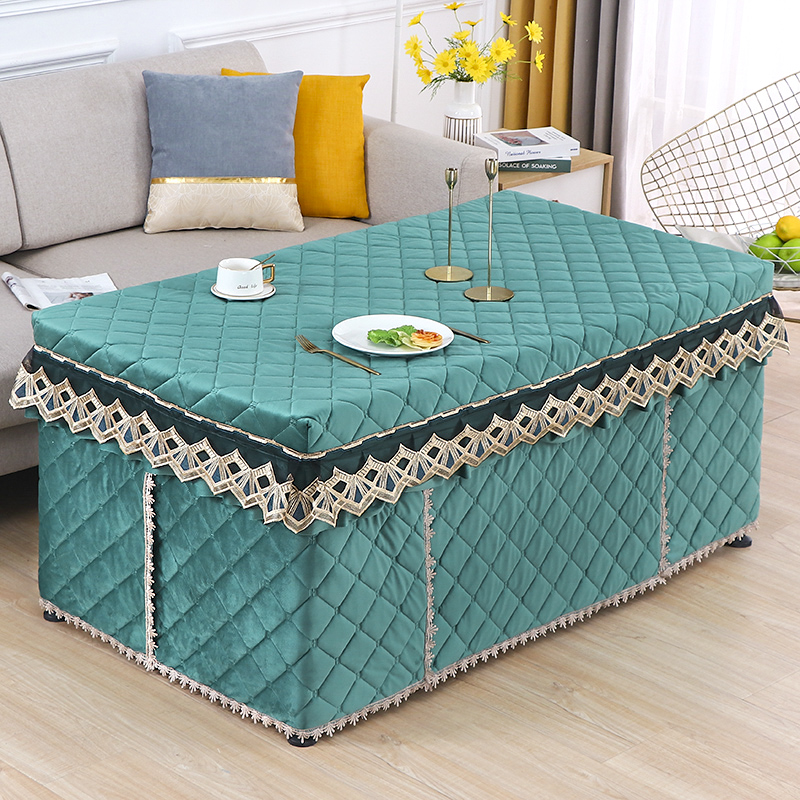 加厚烤火桌罩加绒电炉罩长方形烤火桌布家用电暖炉罩烤火围布