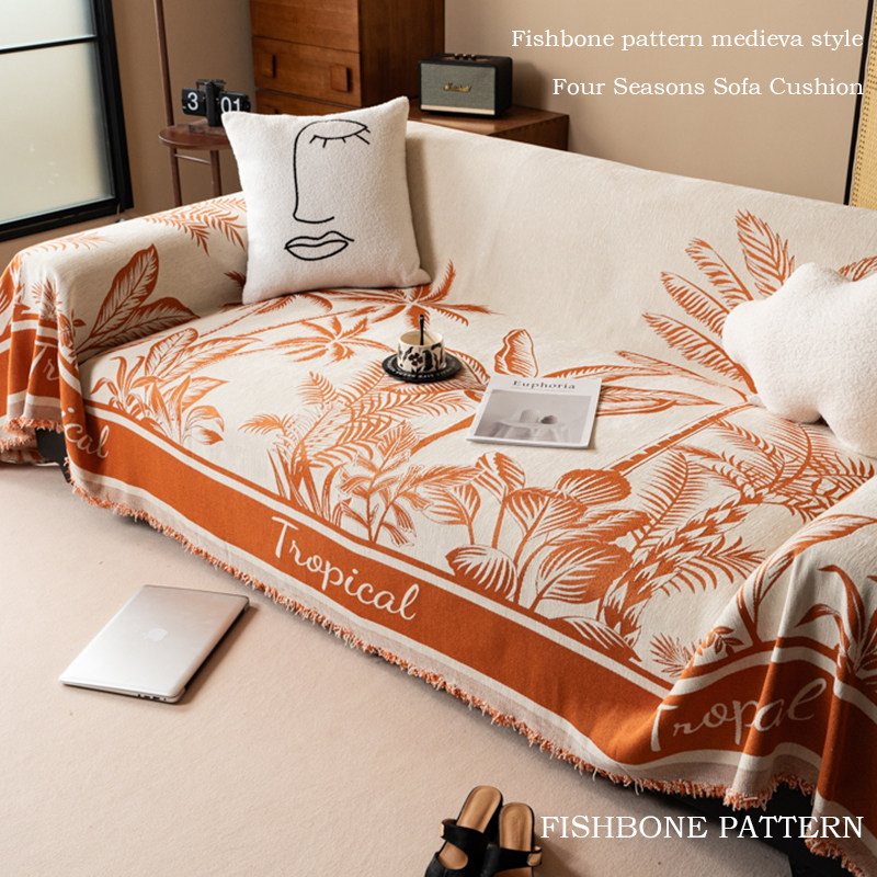 沙发盖布雪尼尔中古风四季通用一片全盖式沙发套罩毯沙发垫沙发巾