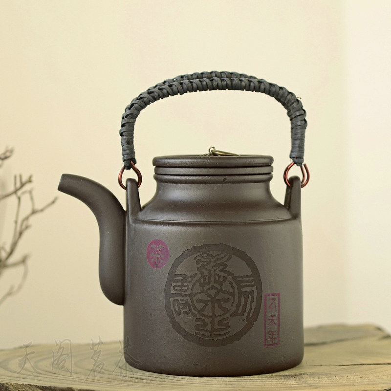 宜兴超大紫砂洋桶壶 功夫茶具茶壶带内胆紫砂壶提梁壶 家用茶具