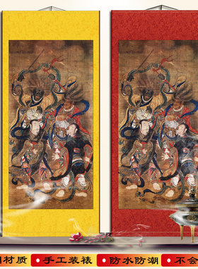 北极四圣天蓬天猷翊圣元帅真武大帝挂画丝绸卷轴装饰画防水不褪色