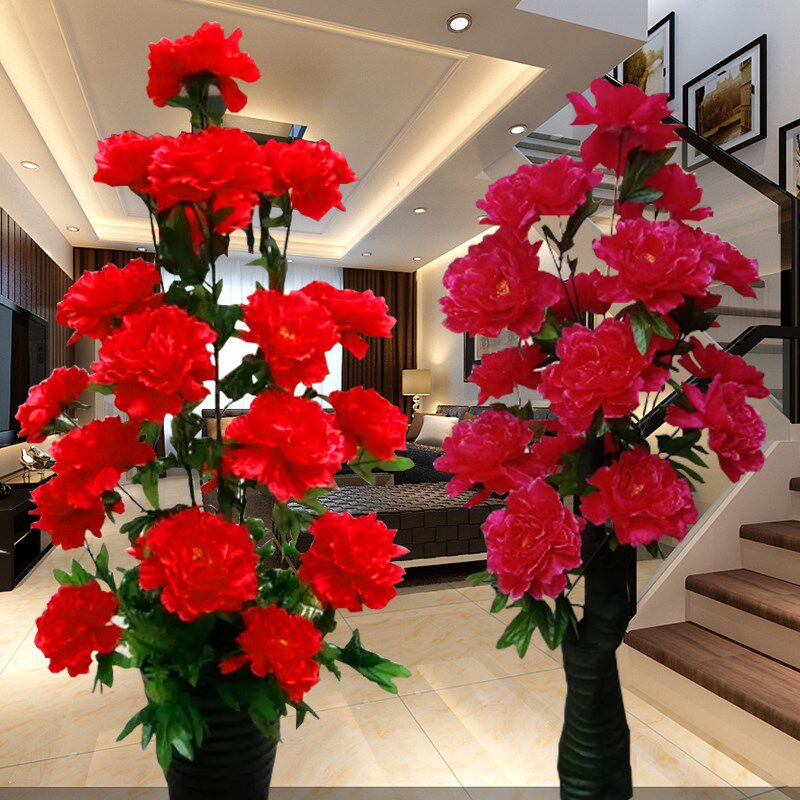 仿真富贵牡丹花假树塑料花盆景大型室内客厅假花装饰落地摆件盆栽