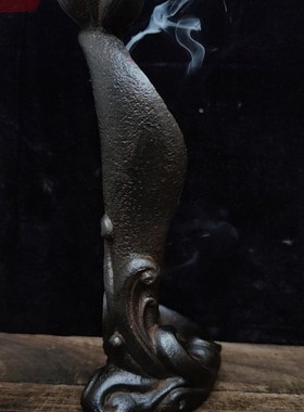 铸铁材质水波纹荷叶莲子倒流香熏炉复古怀旧雅居文房茶社实用收藏