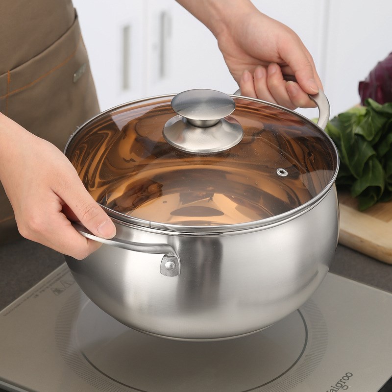 加厚不锈钢锅电磁炉锅汤锅复合钢煲汤锅耳锅明珠锅实用礼品锅具