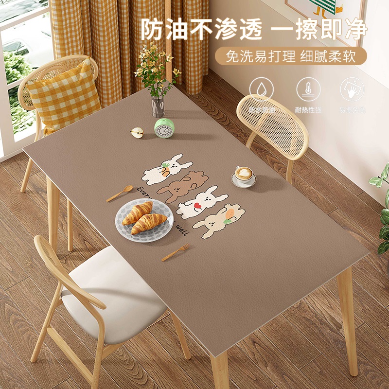 可爱卡通餐桌桌布防水防油免洗防烫桌垫长方形茶几皮革桌面保护垫