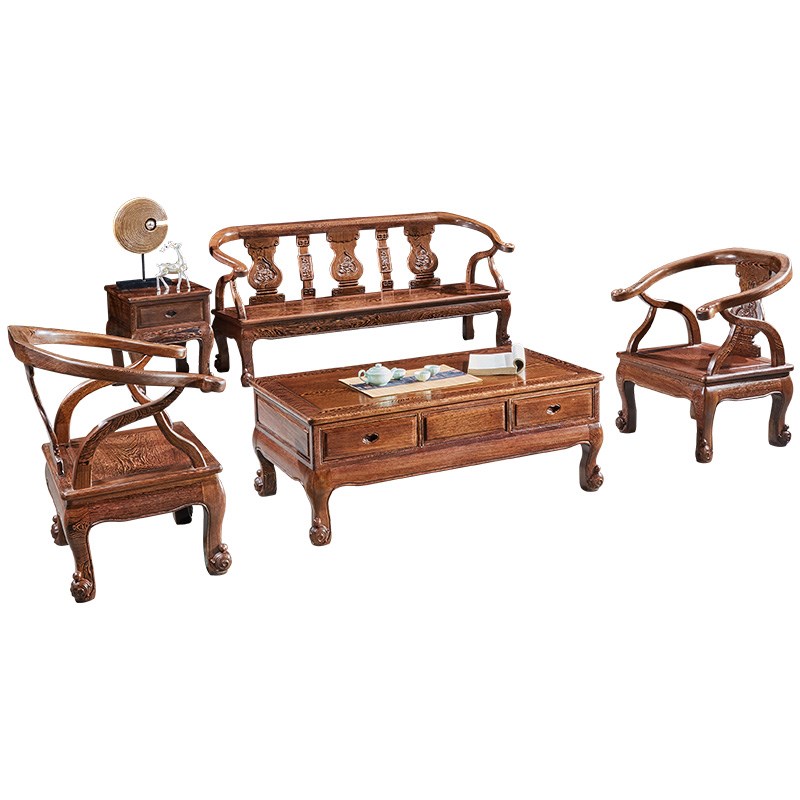 王木匠古典红木家具纯实木客厅沙发 鸡翅木沙发五件 小户型