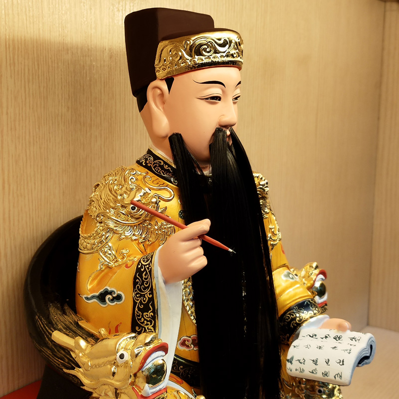 文曲星君文昌帝君文魁星客厅中式香樟木人物摆件