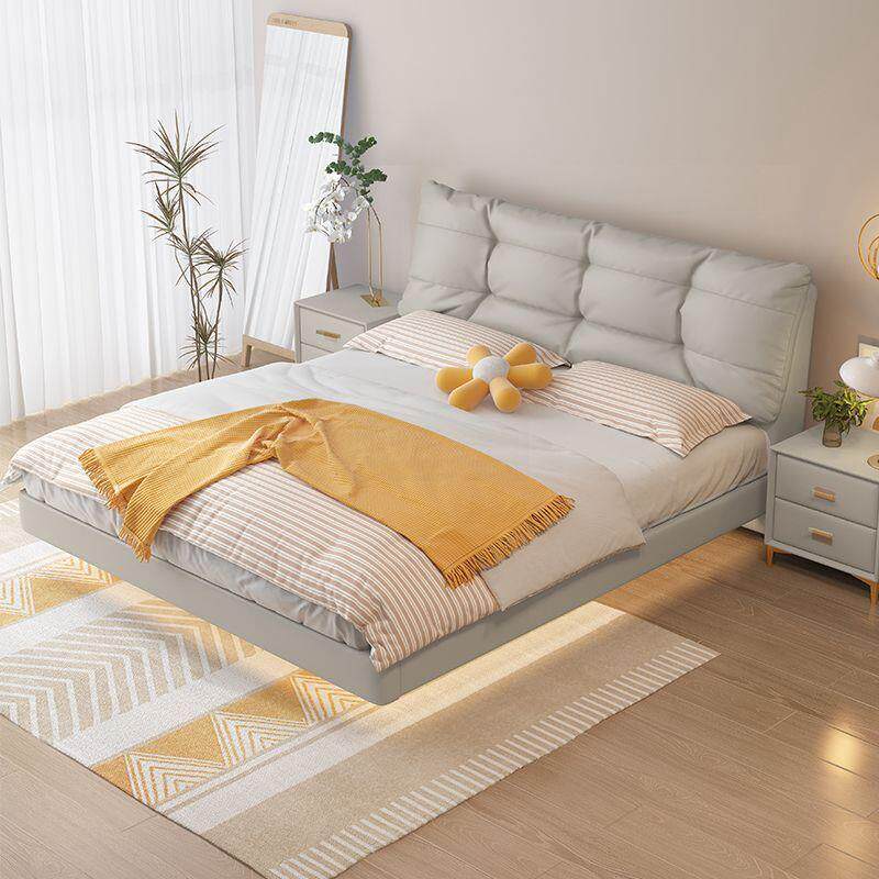 现床简约奶风悬浮床双人床1.8×2油大主卧轻奢风网红悬空代APM床1