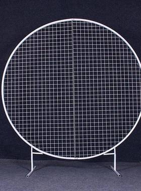 圆婚庆新款网格铁艺背摆UVZ景风摆件婚礼圆形铁艺屏网格现场布置