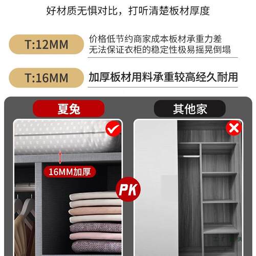 轻奢衣柜家用卧室推门租出房用包安装衣欧式简约拉网红大橱衣985