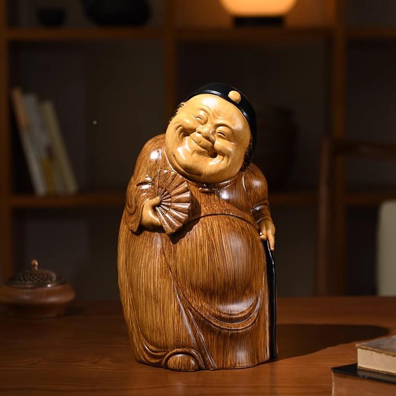 YVF新房中式摆品件古风主地婆仿竹根木雕工艺创意酒柜书茶室空间