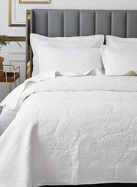 GZ6M式绣花白色KKM单件不褶皱机洗夹棉床单欧加大绗缝被三件套纯