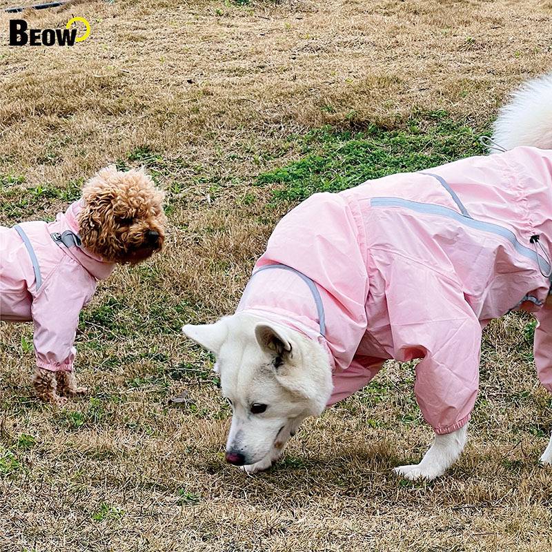 beow狗狗雨衣 金毛拉布拉多边牧中型大型犬四脚大狗防水全包雨披
