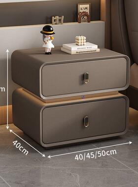 025新款全2实dNpd6B4n木床柜奶油风皮质卧室红触摸带灯卧室头储网