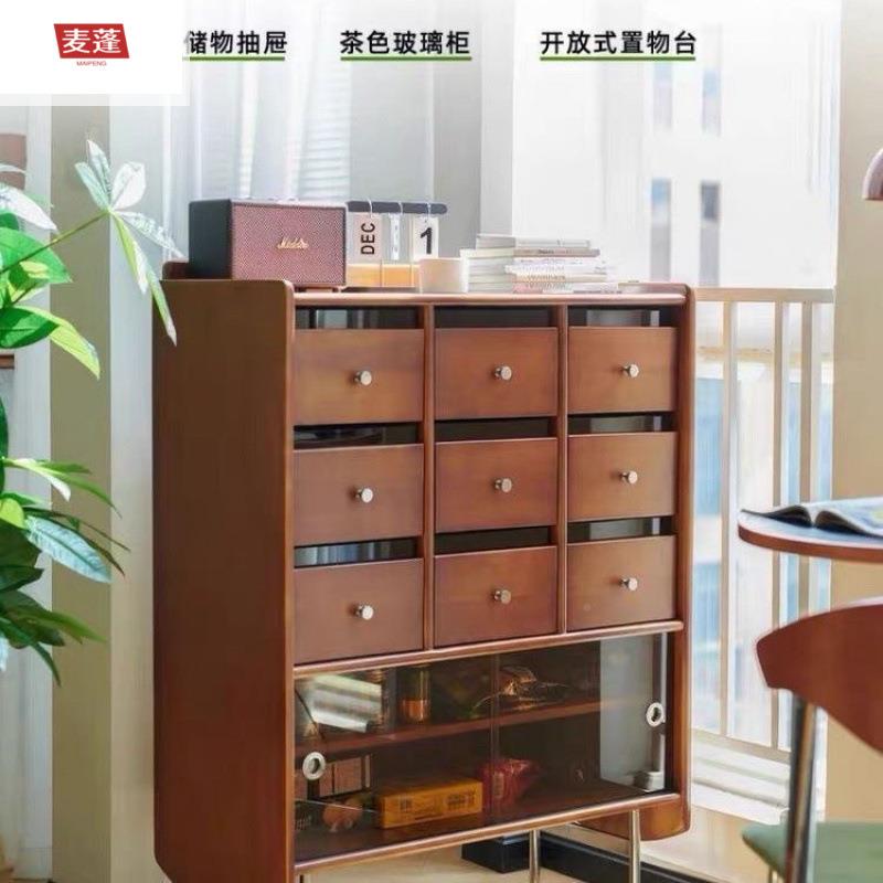 中约古日式边柜一SBL存柜客厅收储纳柜简现代茶体水柜麦蓬实木餐