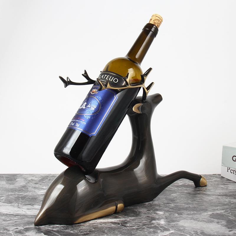 小鹿红酒架轻性奢简约物高置架创意个客UMB厅档电视酒柜装饰酒瓶