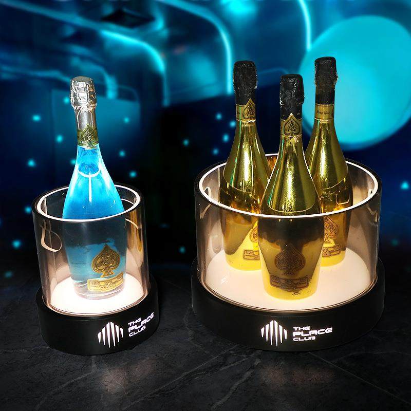 万战酒吧发光圆冰LE桶D双层冰桶亚克力香槟桶形啤酒冰粒VXB桶KVT