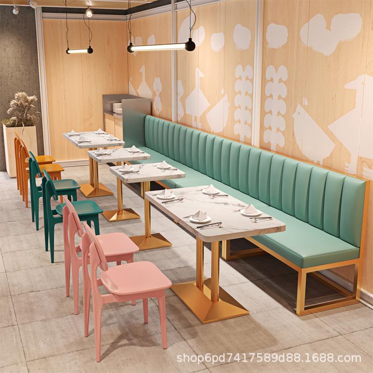 料椅子快餐厅食堂饭店桌椅塑合靠组墙卡座商用塑料FQJ简椅现代约
