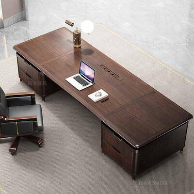 实木老板公桌大组合新中家式kj-1574乌金木班台现代简约总办裁具