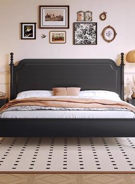 计主黑色骨实木床小户型CZ311#-1家用卧美式中古风床双人婚床大师