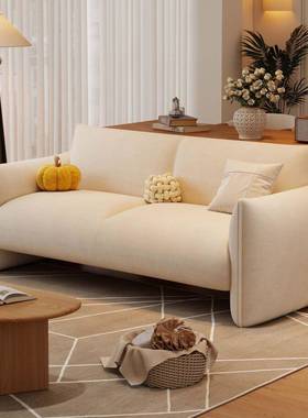 法HMM式奶油风沙发客小艺厅小户型设计师新款布沙人发双三人位沙