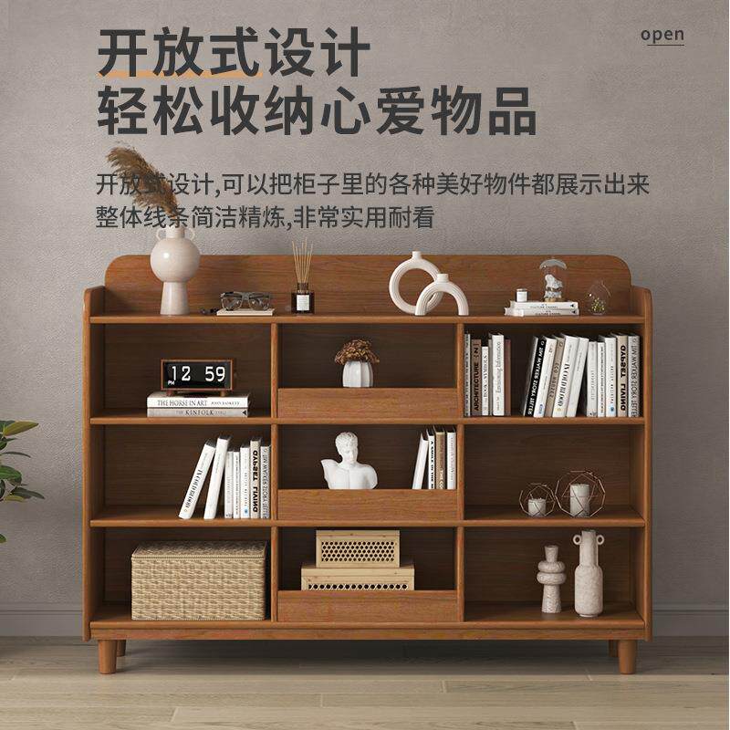 地书架置架落家用儿童书柜简易胡合无品牌/桃木格子柜组实木学生