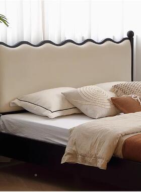 中古风床黑色全实小木软.包床主卧室户型18米双人法式复古LZX实木