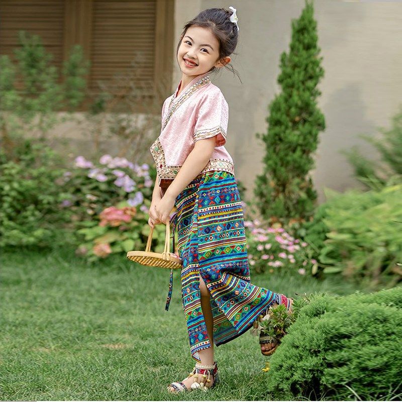 新款傣族服装儿童女泼水节云南西A双版纳舞蹈服异域表演服套装夏