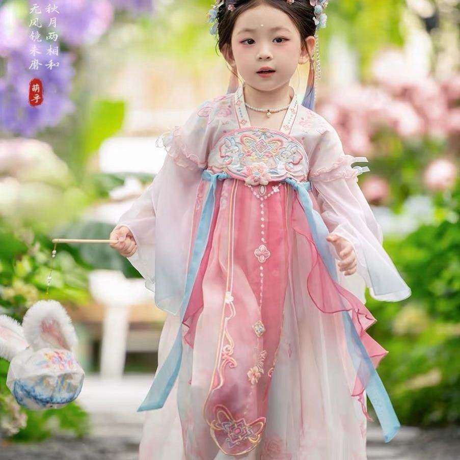 女童汉服2025春秋款儿童高端仙气古风连衣裙小女孩嫦娥仙子礼服裙