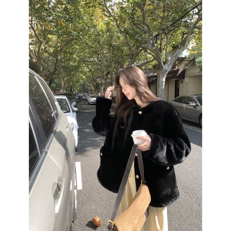 环保獭兔毛皮草外套女秋冬新款百搭宽松减龄软糯中长款水貂毛大衣